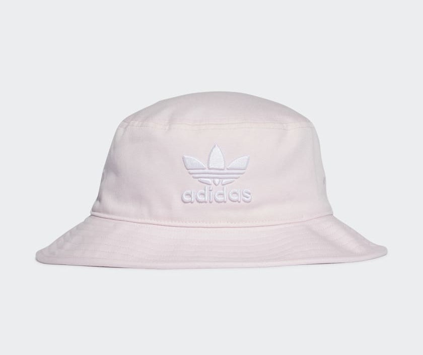 Front-facing view of pink bucket hat