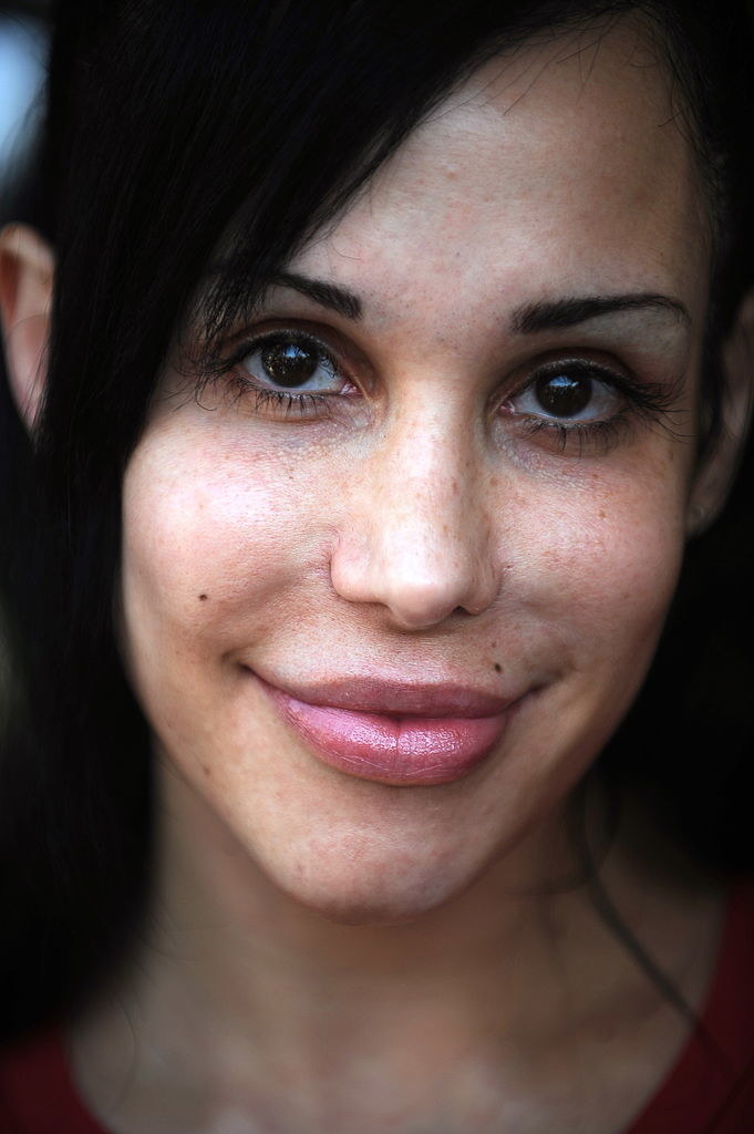 A closeup of Nadya Suleman smiling