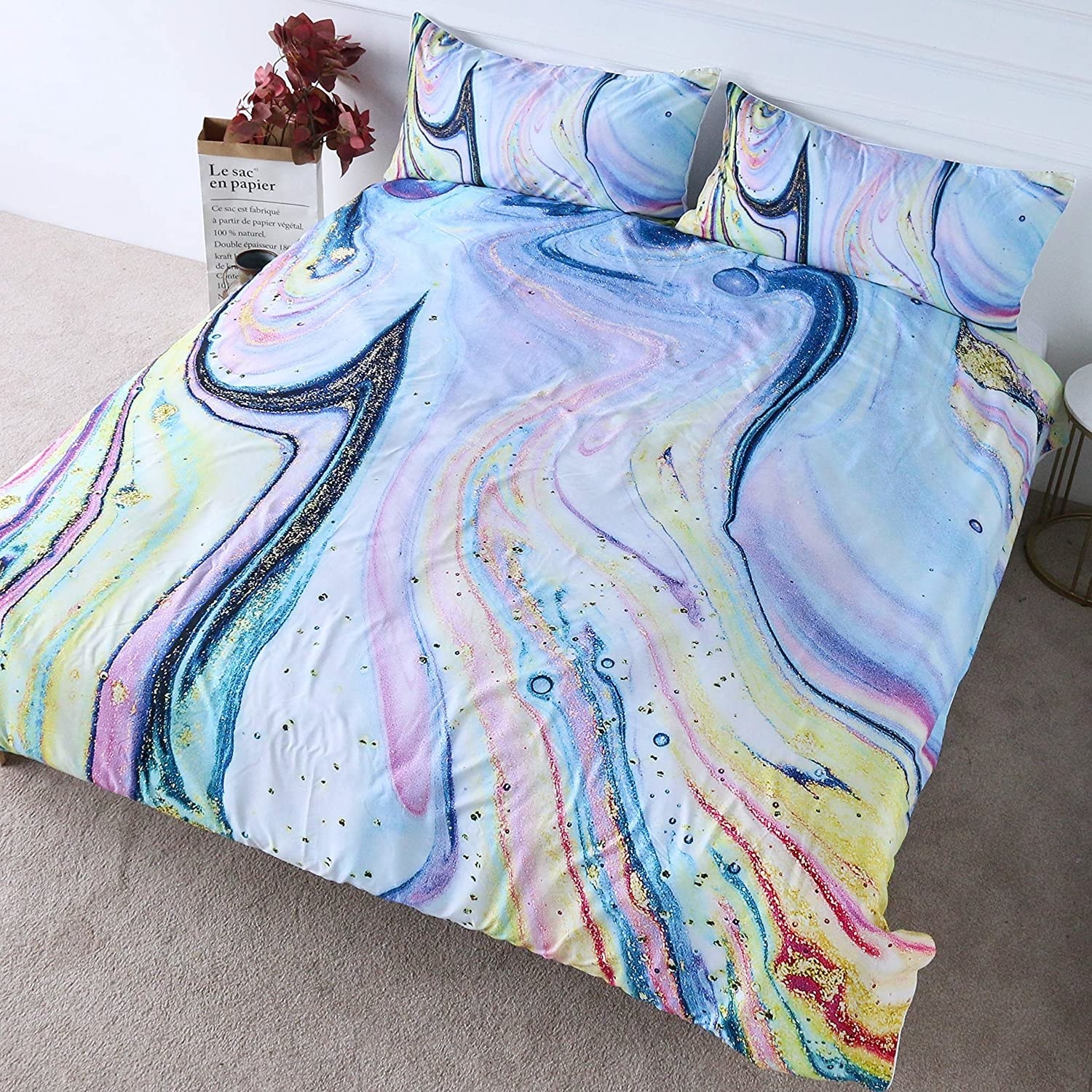 Multi-colored marble bedding