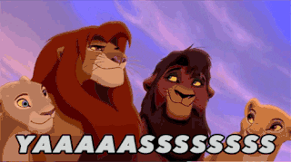 Characters from &quot;The Lion King&quot; shouting &quot;YASSSS&quot;