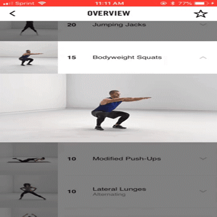 A man demonstrates a squat within the app