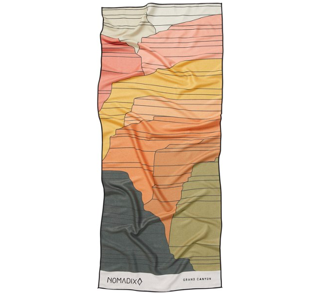 The towel in a colorful Grand Canyon pattern