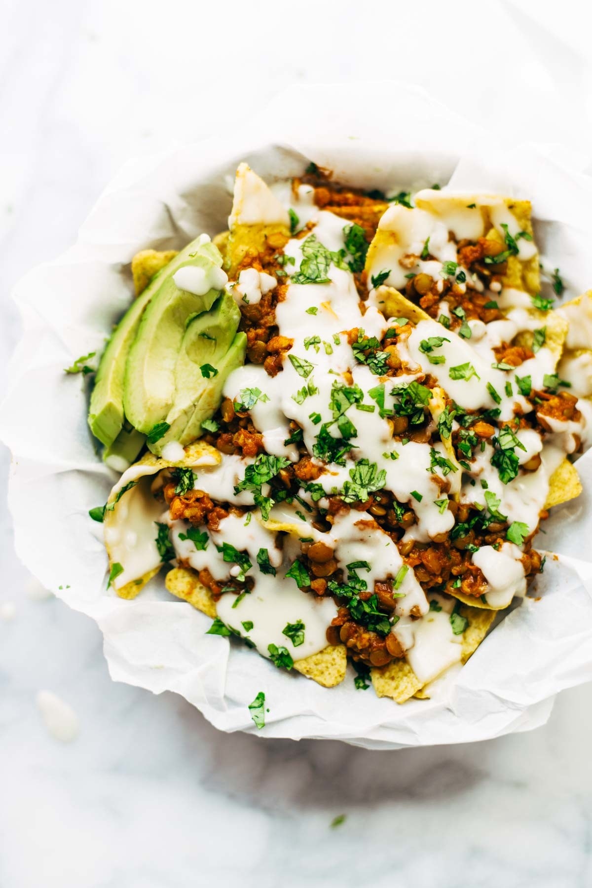 Spicy Lentil Nachos With 3-Cheese Sauce