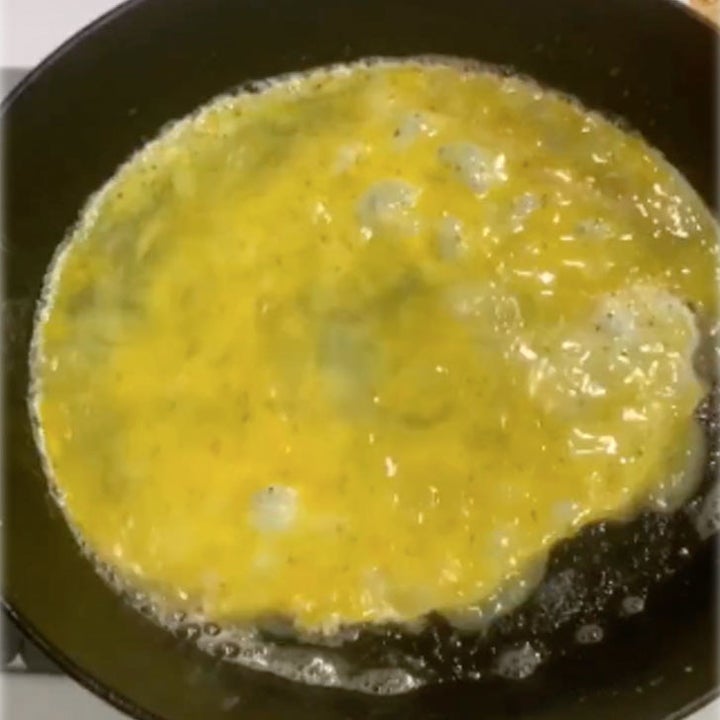 Scrambled eggs in a skillet