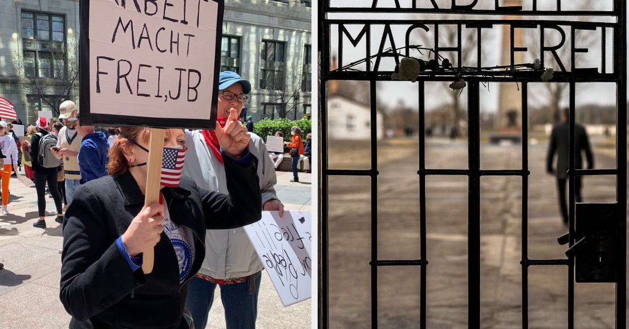 Auschwitz Condemns Nazi Anti Lockdown Sign