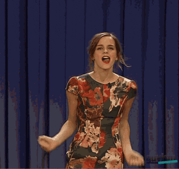 Emma Watson doing a happy dance 