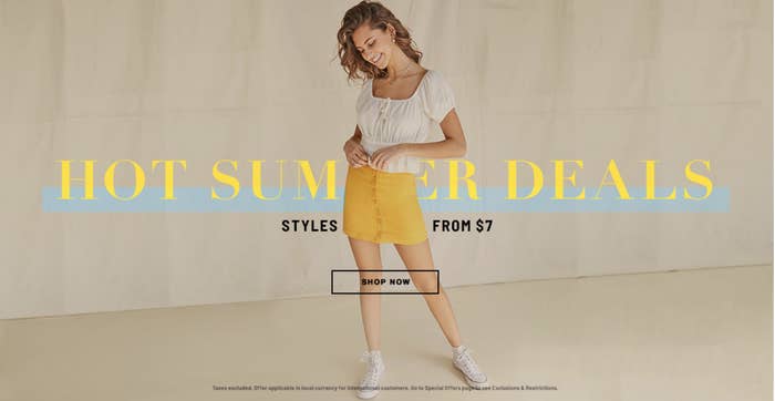 A model on the Forever 21 site 
