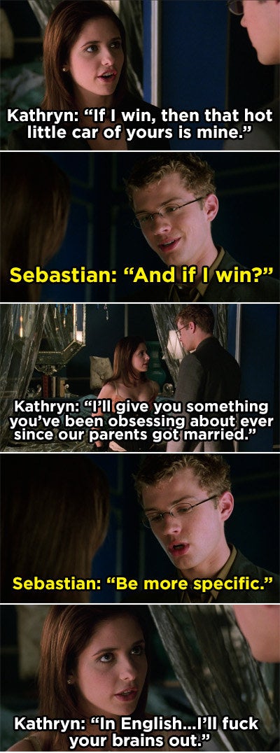 Kathryn telling Sebastian that she&#x27;ll sleep with him if he wins the bet