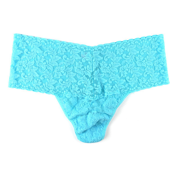 Retro Lace Plus Size Thong in Beau Blue