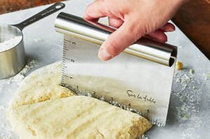 stainless steel dough scraper with ruler edges