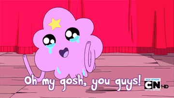 Lumpy Space Princess from Adventure Time crying happy tears 
