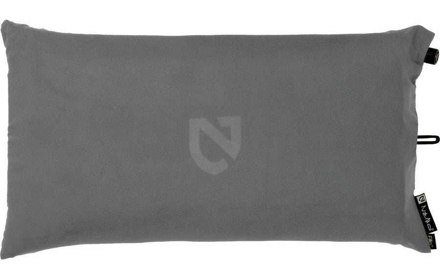 The pillow with a gray cover