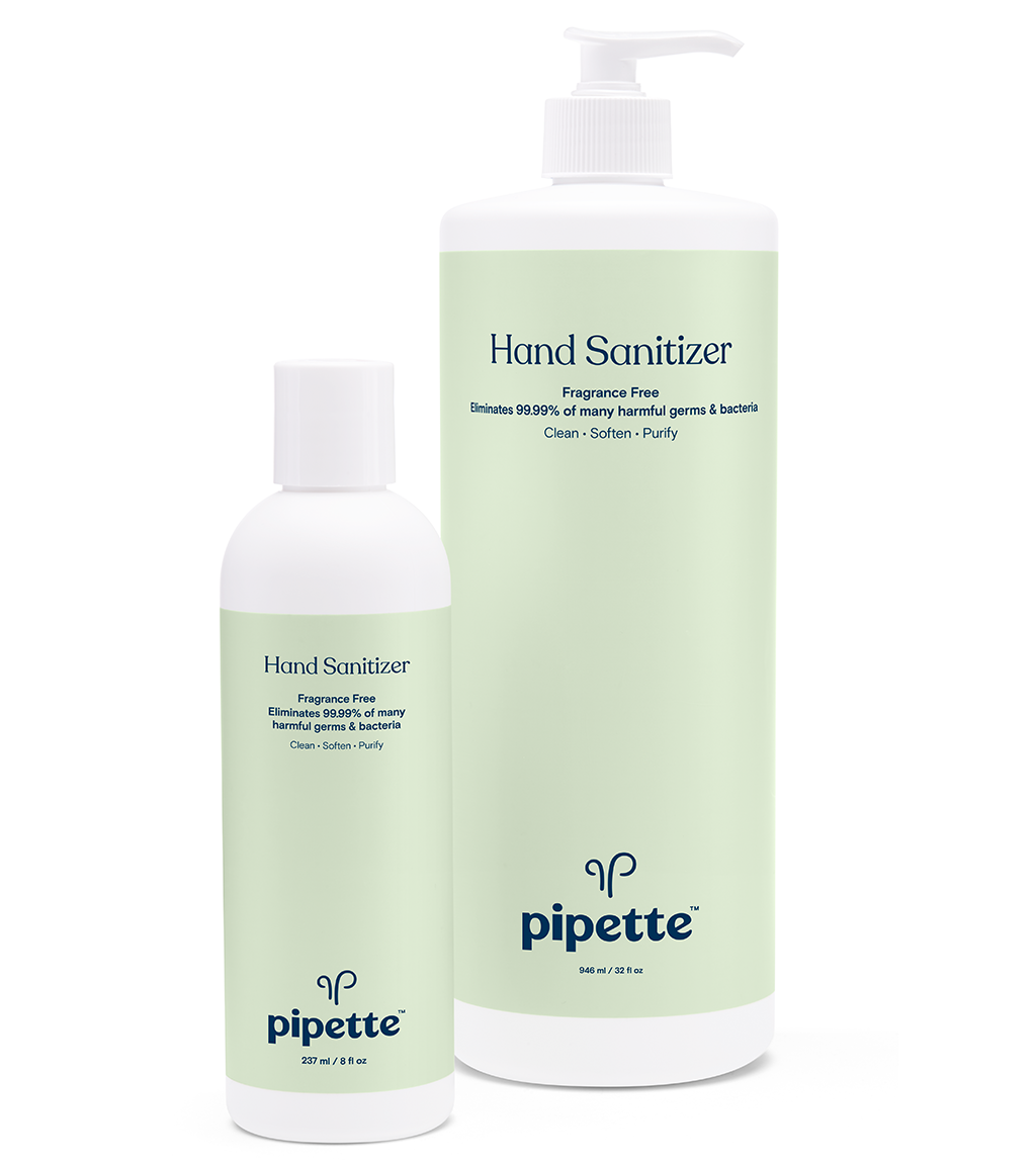 The small and large-sized bottles of Pipette's hand sanitizer.