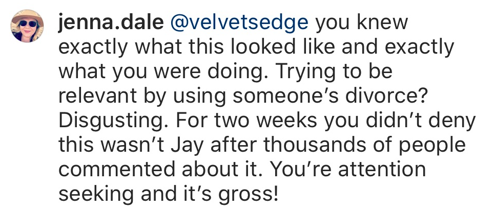 Instagram comment from a Kristin Cavallari fan to her former best friend, Kelly Henderson
