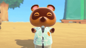 Tom Nook from animal crossing claps 