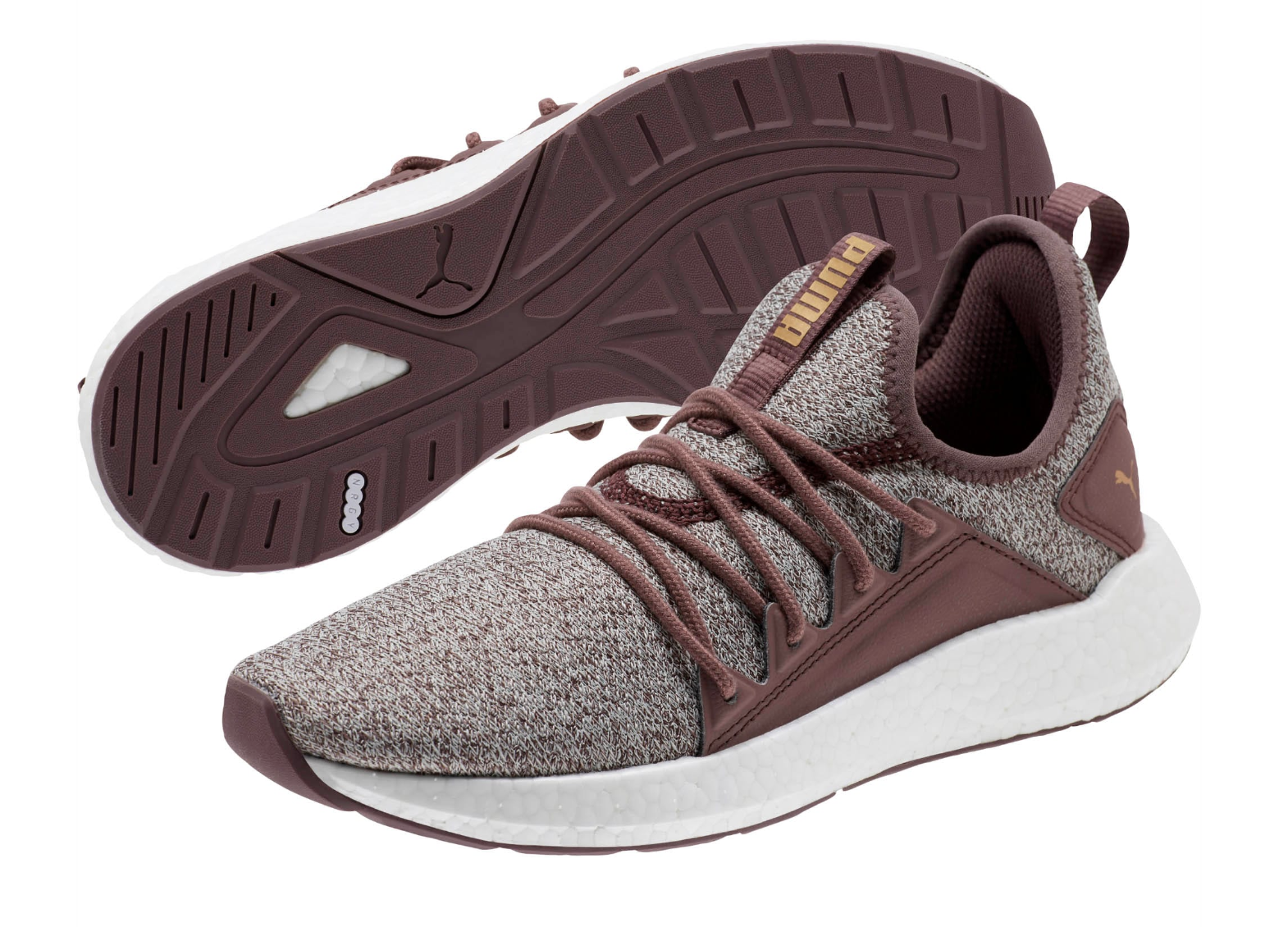 NRGY Neko Knit Women's Running Shoes in a reddish brown color
