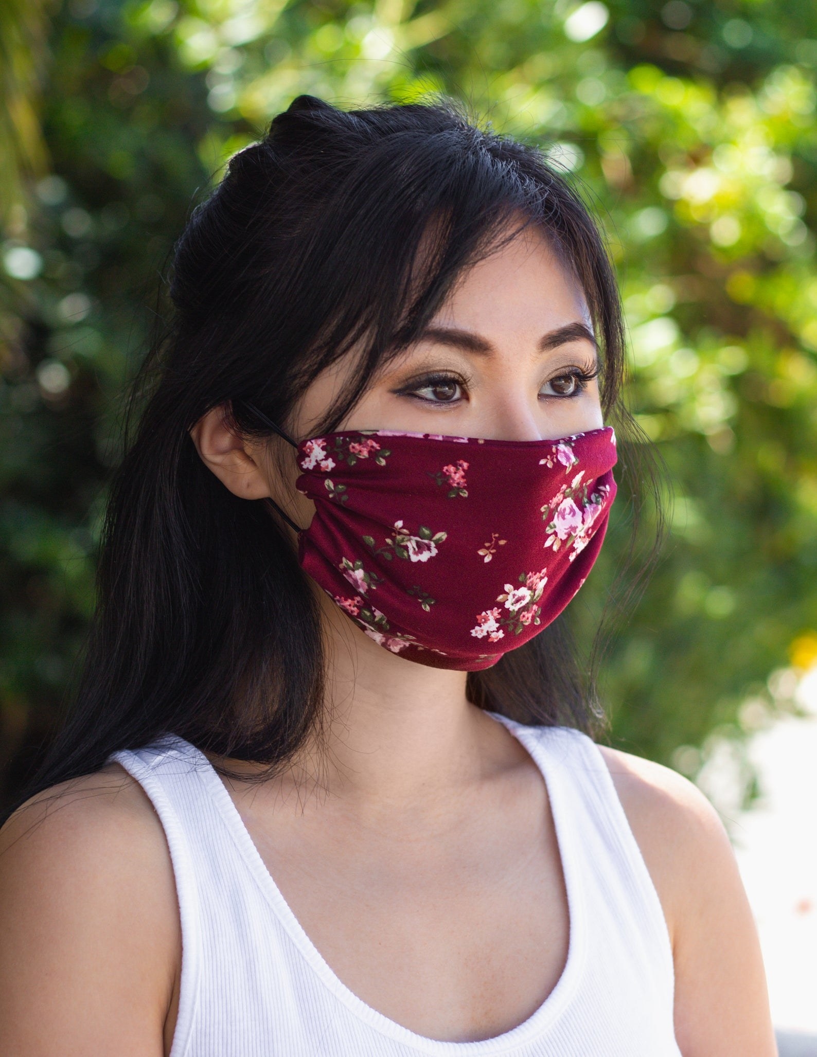 A model wearing the mask