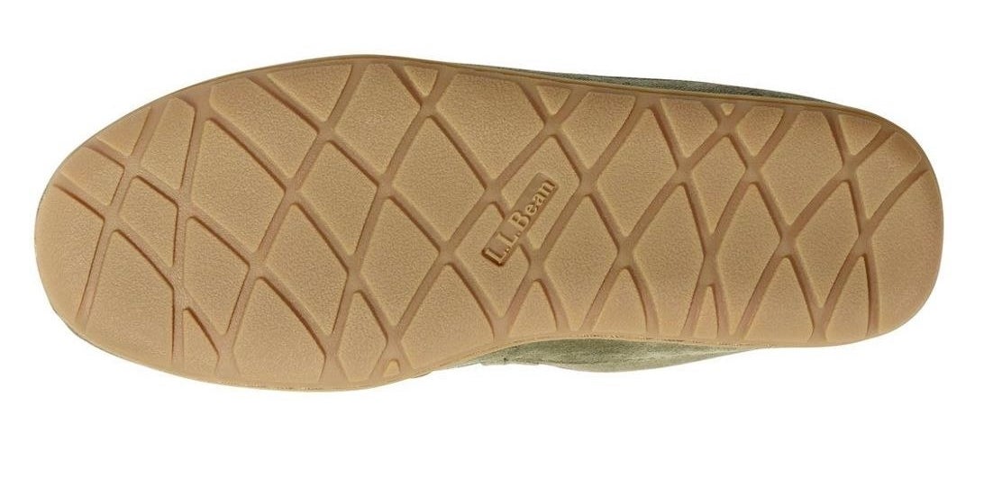 The rubber sole of the mocassins with an L.L. Bean logo