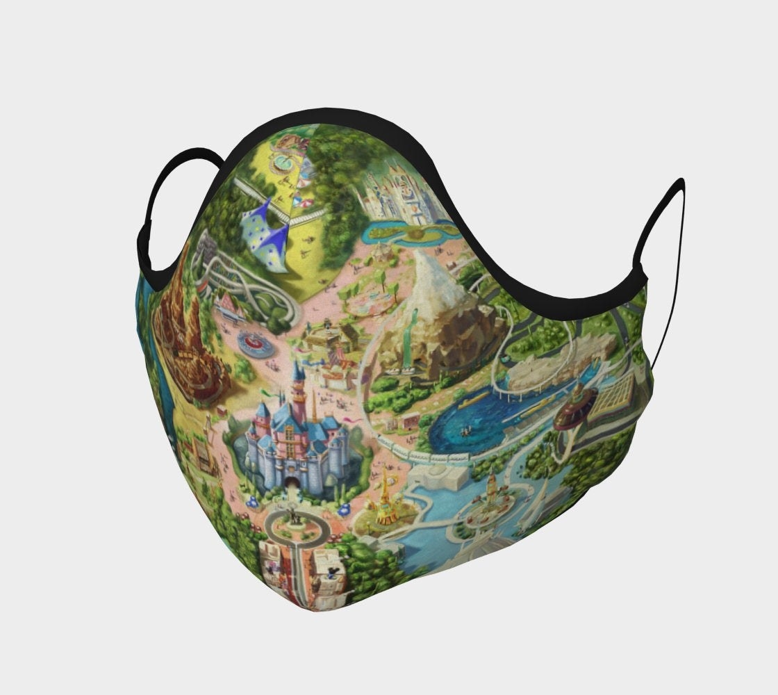 a mask with the disneyland map spread out across it