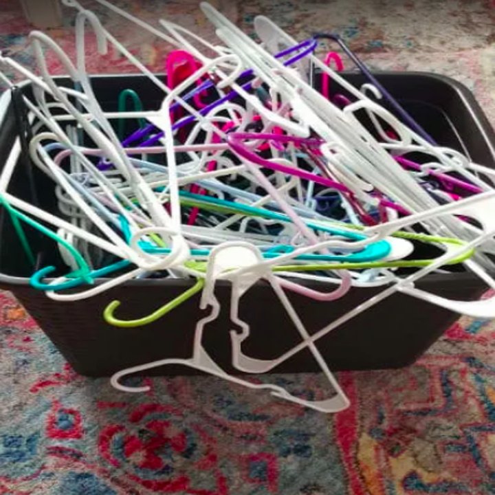 A messy pile of hangers