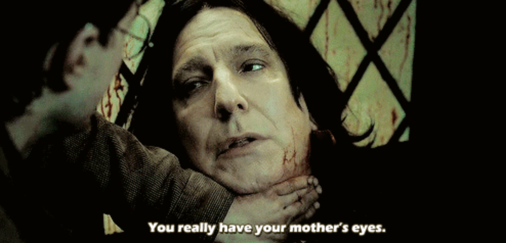 Alan as Snape, dying