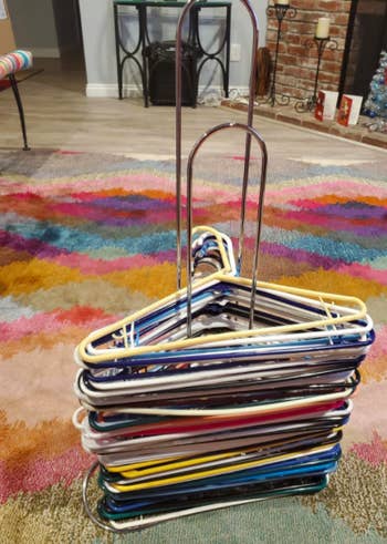 Hangers tidily stacked on hanger stacker