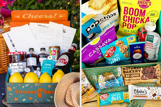 On the left, a cocktail kit subscription box, and on the right, a snack subscription box