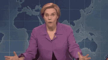 Kate as Elizabeth Warren on &quot;SNL&quot; saying &quot;WOW!&quot;