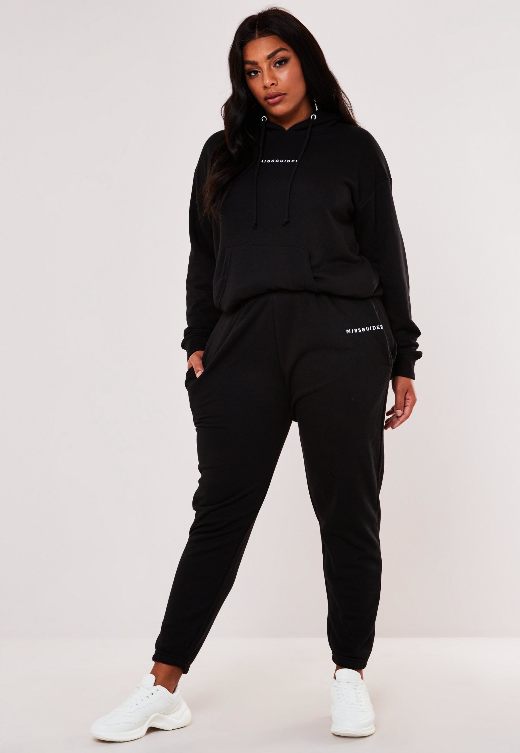 Missguided t-shirt and sweatpants set in black