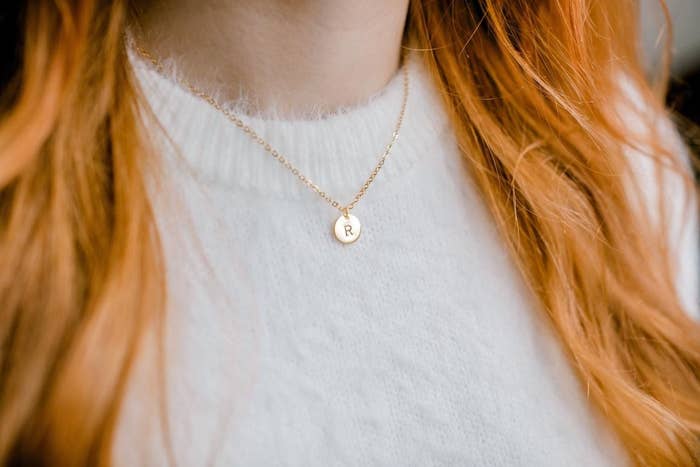 small circular necklace with initial