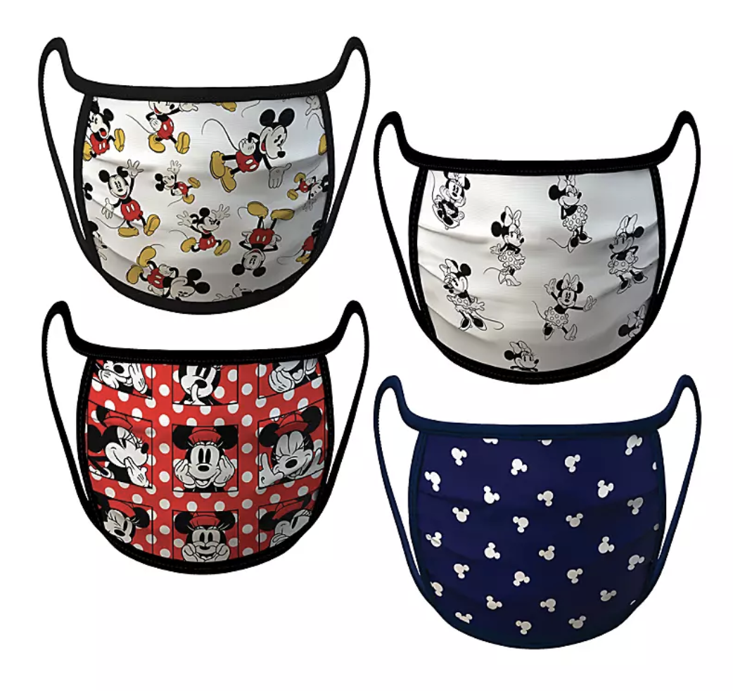 four masks featuring various mickey and minnie designs
