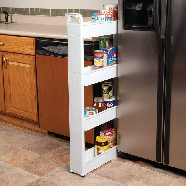 a thin shelf with four shelves