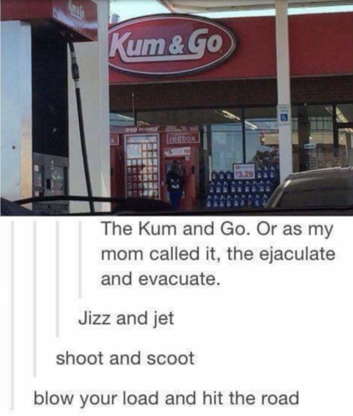 gas station named kum and go