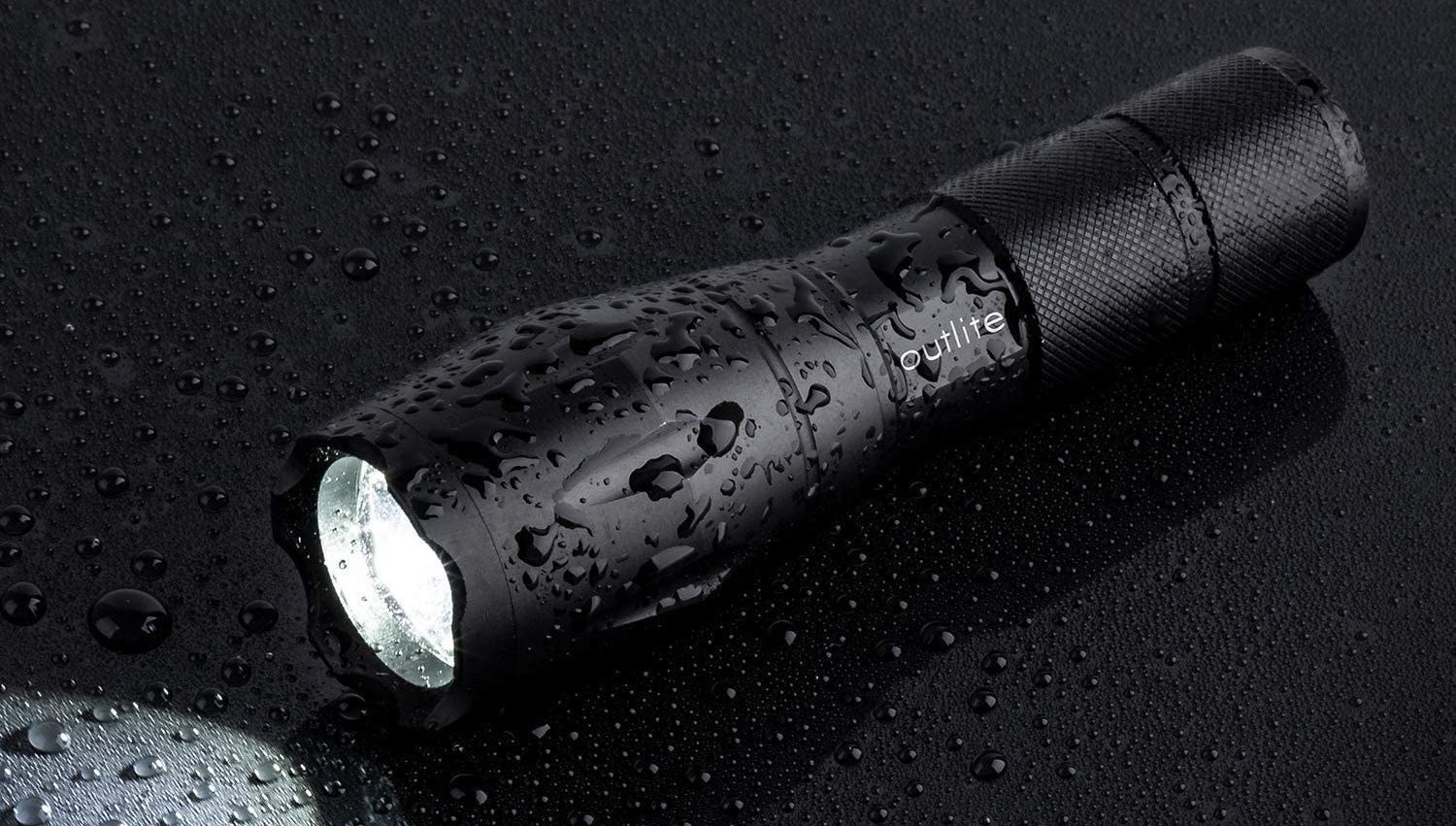 Black flashlight in the rain