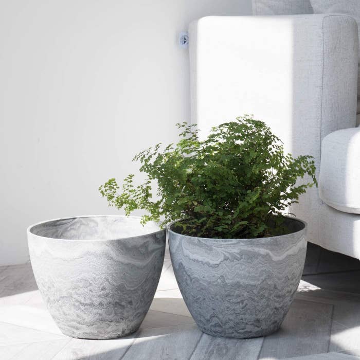 large plant container pots with gray gradient pattern on them