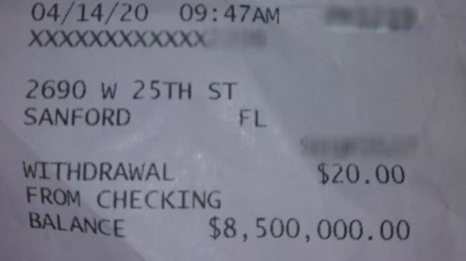 The receipt with 8 million dollars in her bank account