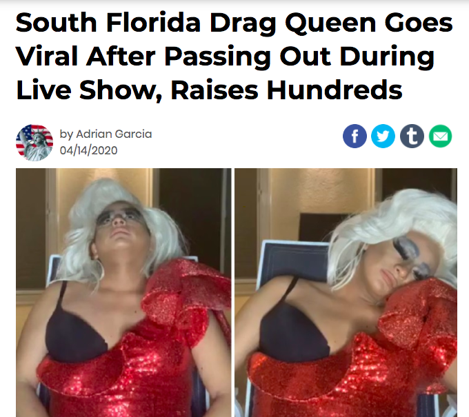 South Florida Drag Queen Goes Viral After Passing Out During Live Show, Raises Hundreds