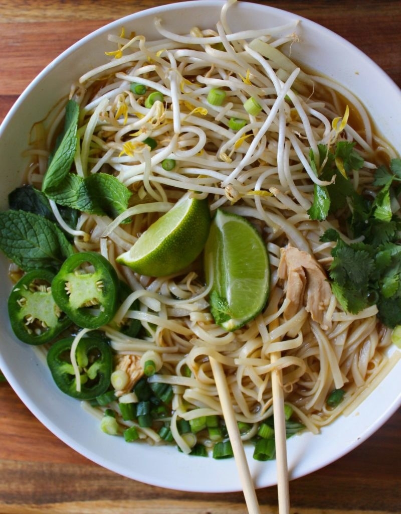 Rotisserie Chicken Pho on a plate