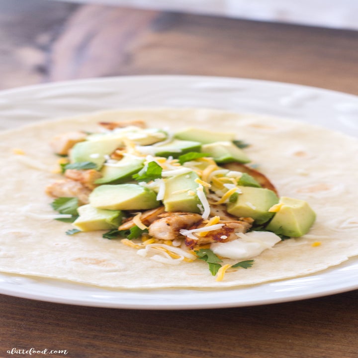 A Baked Avocado and Chicken Burrito