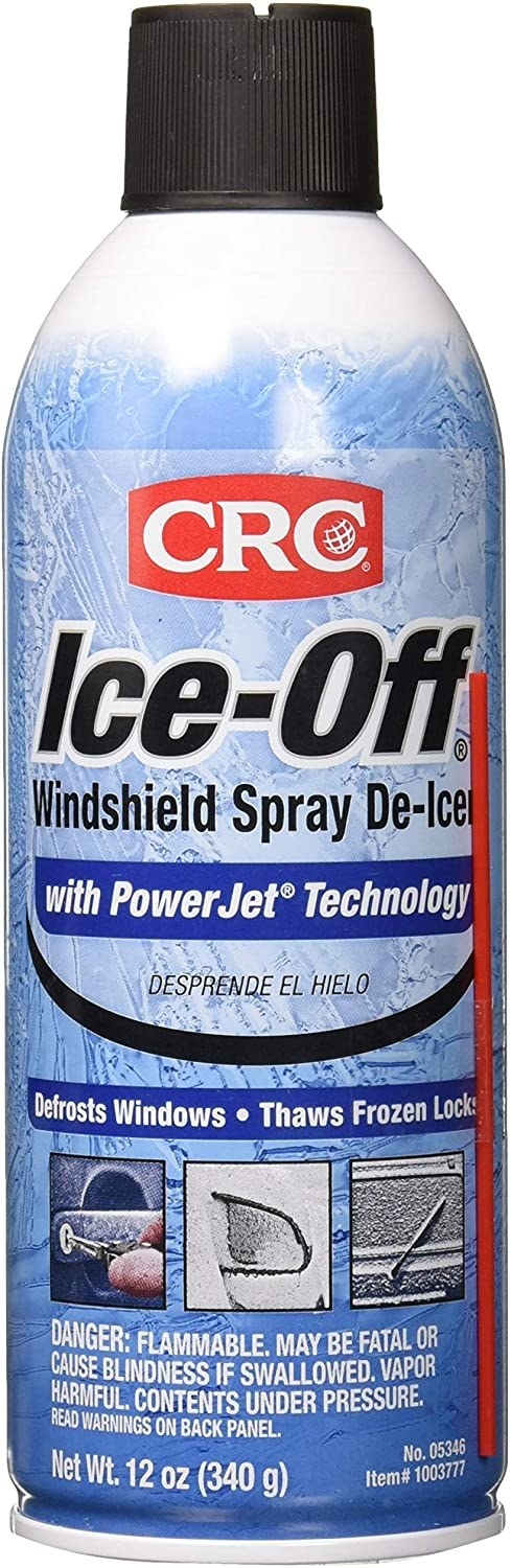 White and blue spray bottle of de-icer