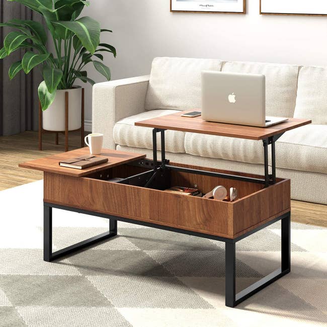 a coffee table that lifts up into a desk