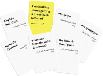 A few text cards with quotes from Shakespeare plays 