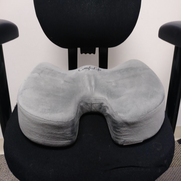 The cushion in a plush office chair