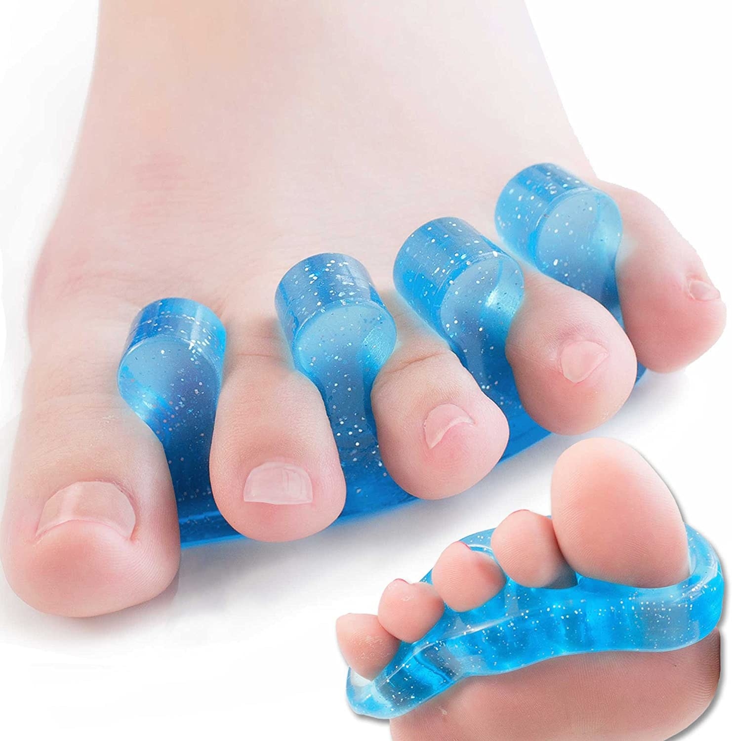 Two feet with gel separators between the toes
