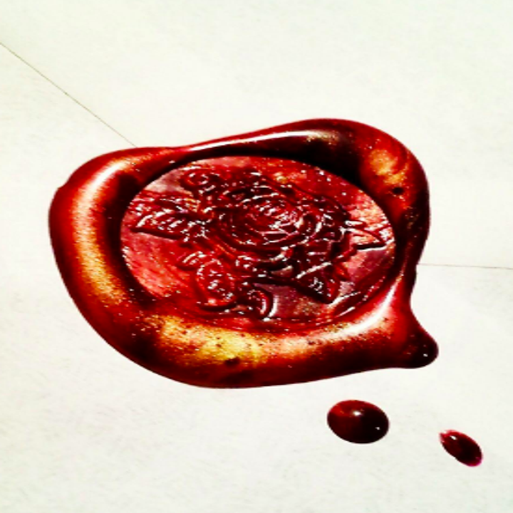 A different review image of the wax stamp seal in red 