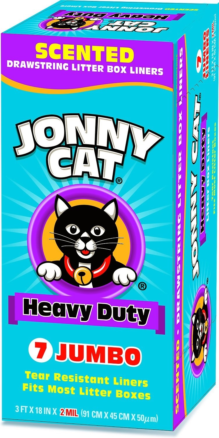 A box of the liners with a cartoon cat 