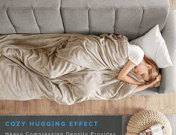 A person sleeping with the Degrees of Comfort weighted blanket