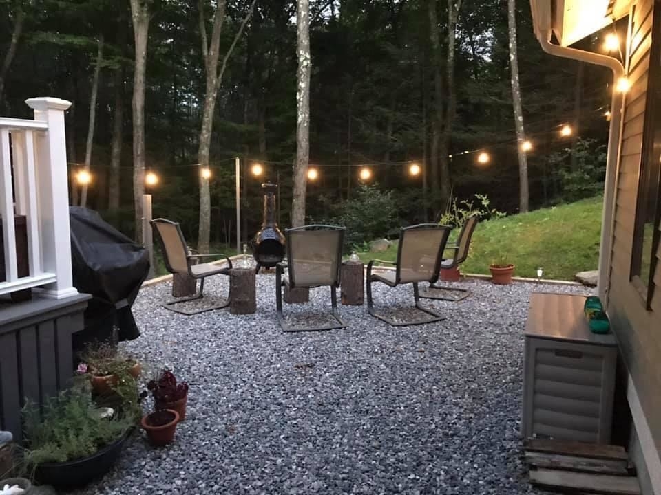 backyard patio with stringlights