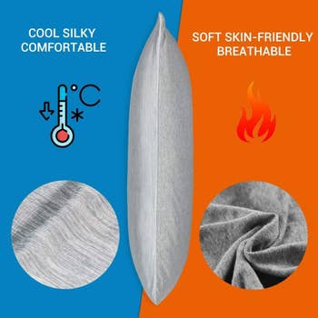 A diagram showing how the pillow is always cool, soft, and breathable 