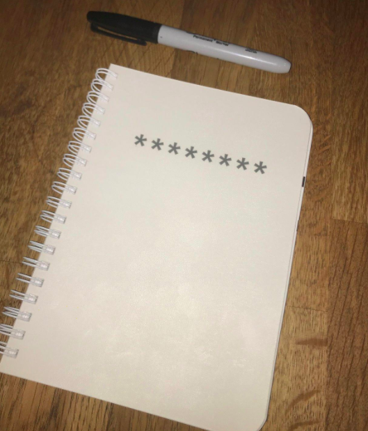 A customer review photo of the 5 x 7 size password journal. 